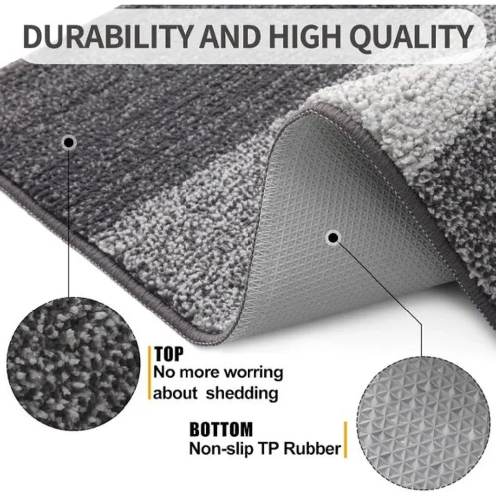 New 32x20 Grey Indoor Door Mat, Non Slip Absorbent Washable Rug for Floor Decor